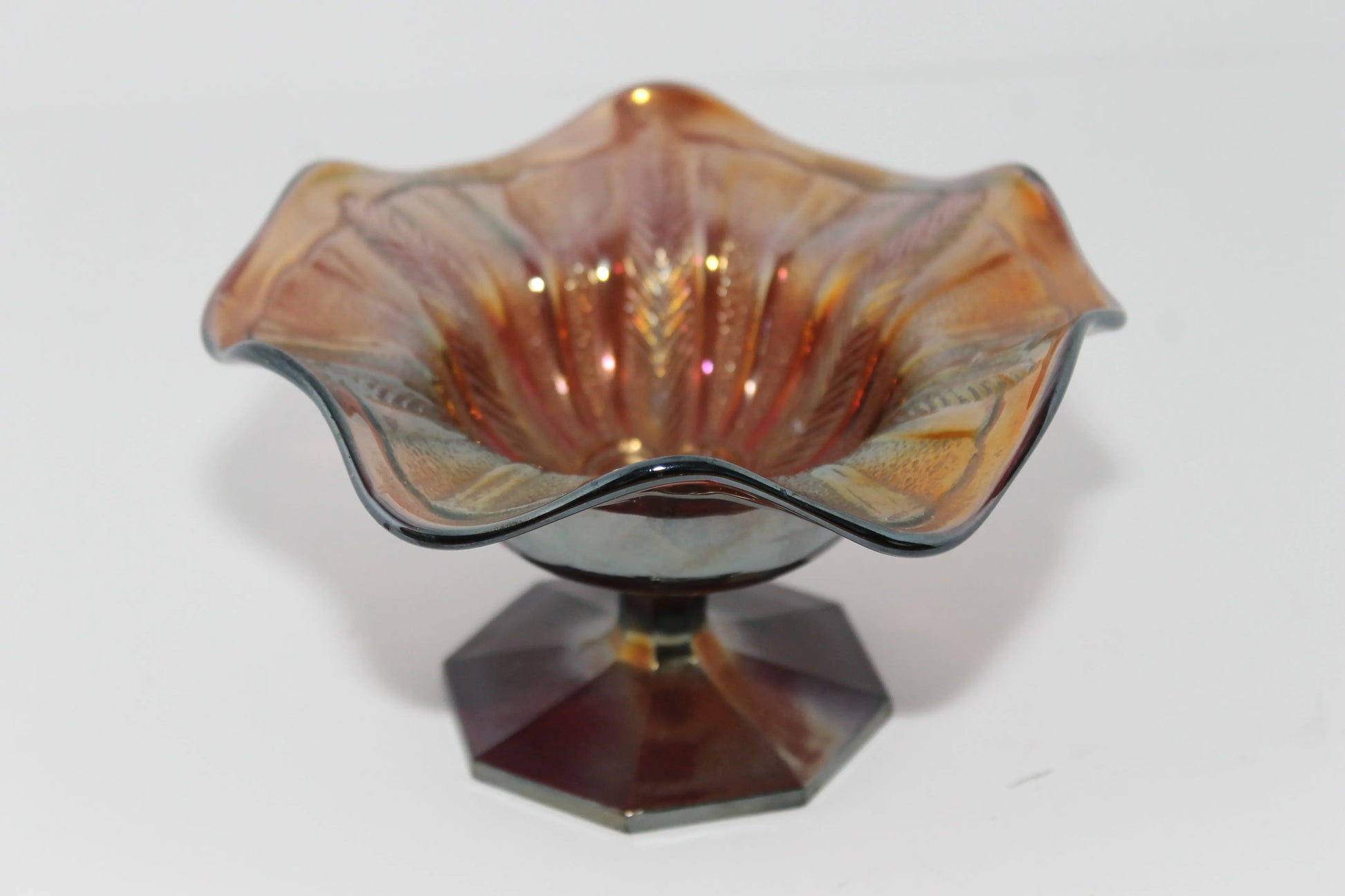 Tri- Color Ornate Bowl on Pedestal Rusted Rustics